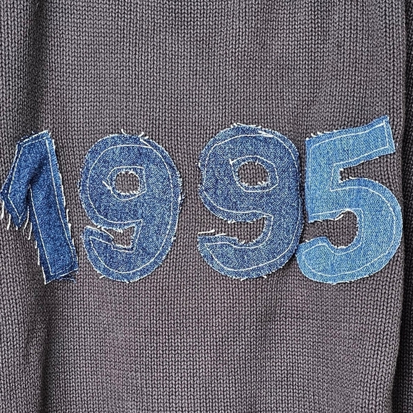 ReMADE By UO Urban Renewal 1995 Denim Patch Sweater, S/M **EACH ONE UNIQUE** - Picture 4 of 11